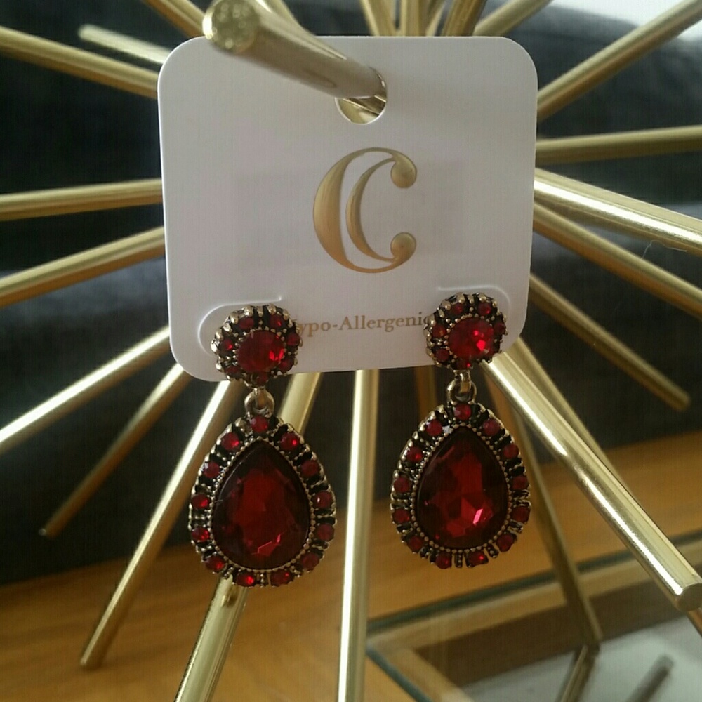 Charming Charlie Drop Earrings, Wine and Gold